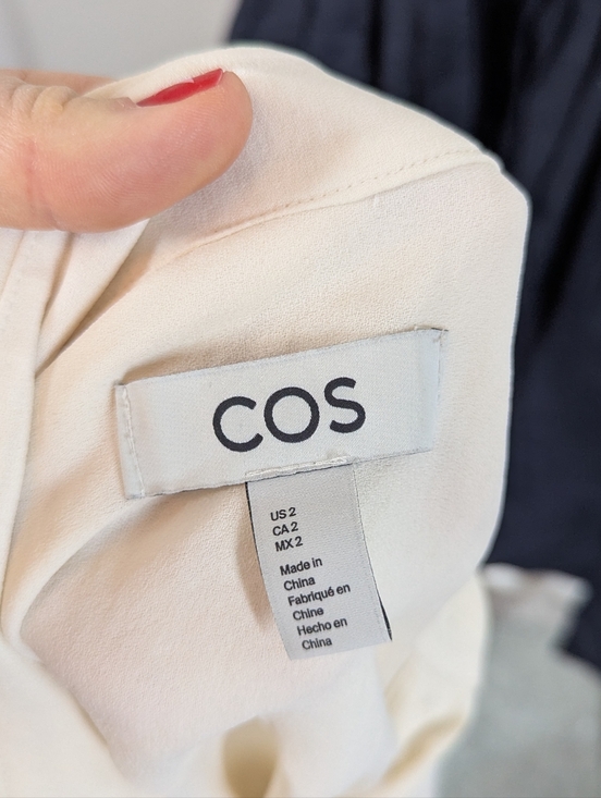 COS Cream Blouse Minimalist Button Up Shirt Oversized Chic Top Small - Picture 9 of 9